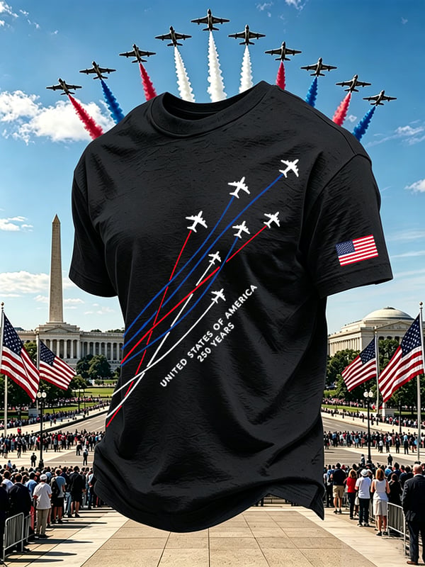United States Of America 250 Years Pattern 100% Cotton T-Shirt