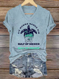 Women's Gulf of Mexico Print V-Neck T-Shirt