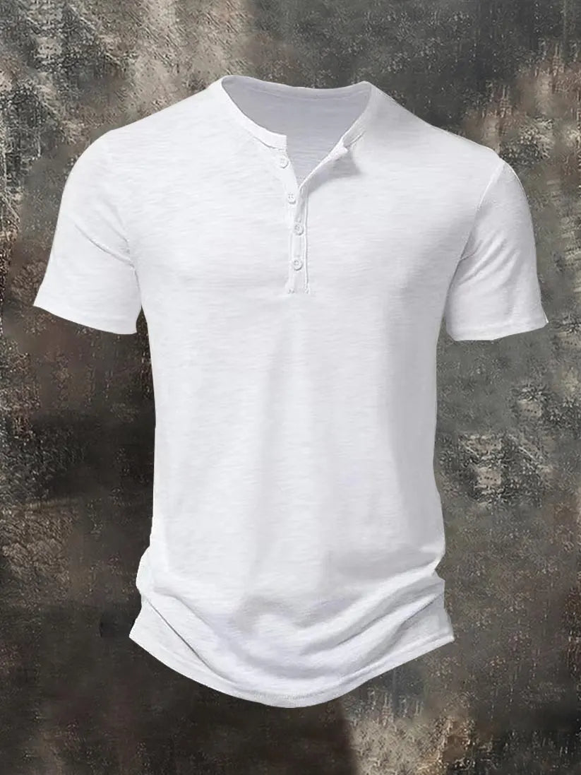 Men's Solid-Color Henley T-Shirt