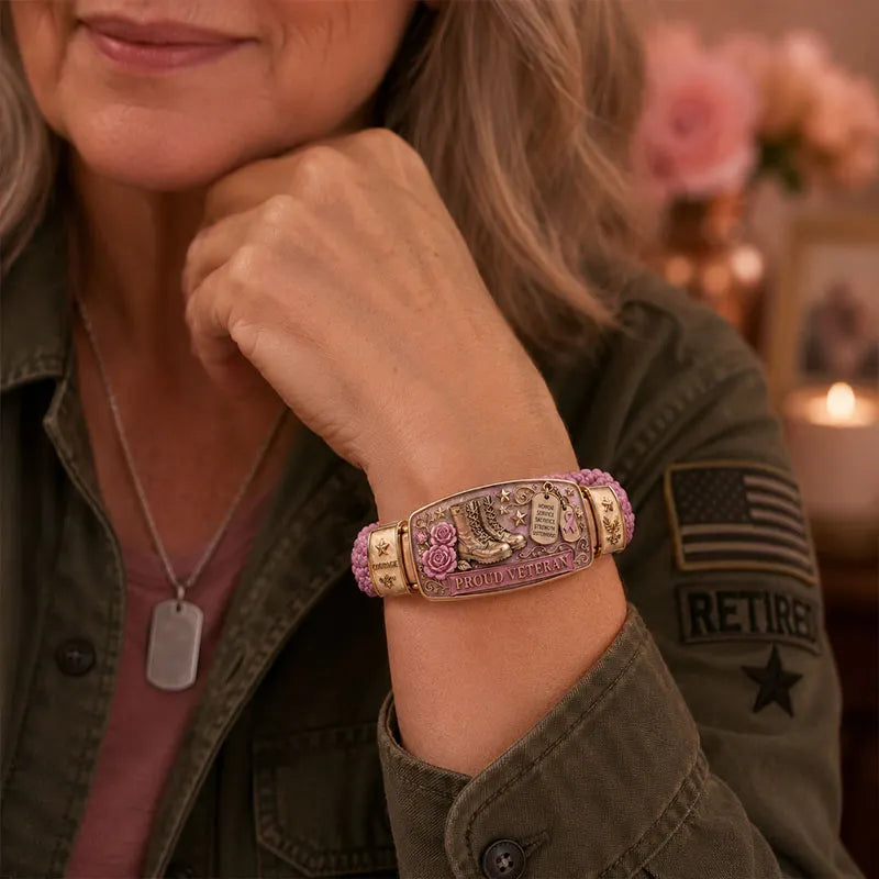 Proud Veteran Pink Floral Bracelet