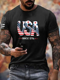Men'S Usa Since 1776 Pattern Print Cotton T-Shirt