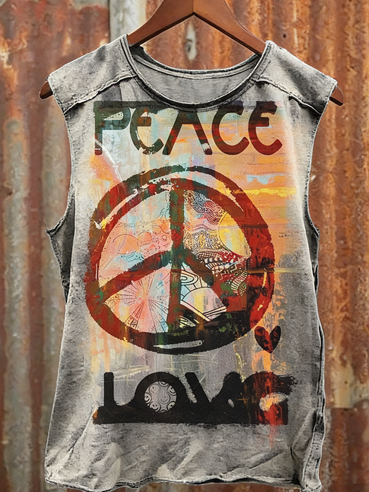 Hippie Style Retro Rendering Design Men's Sleeveless Vest
