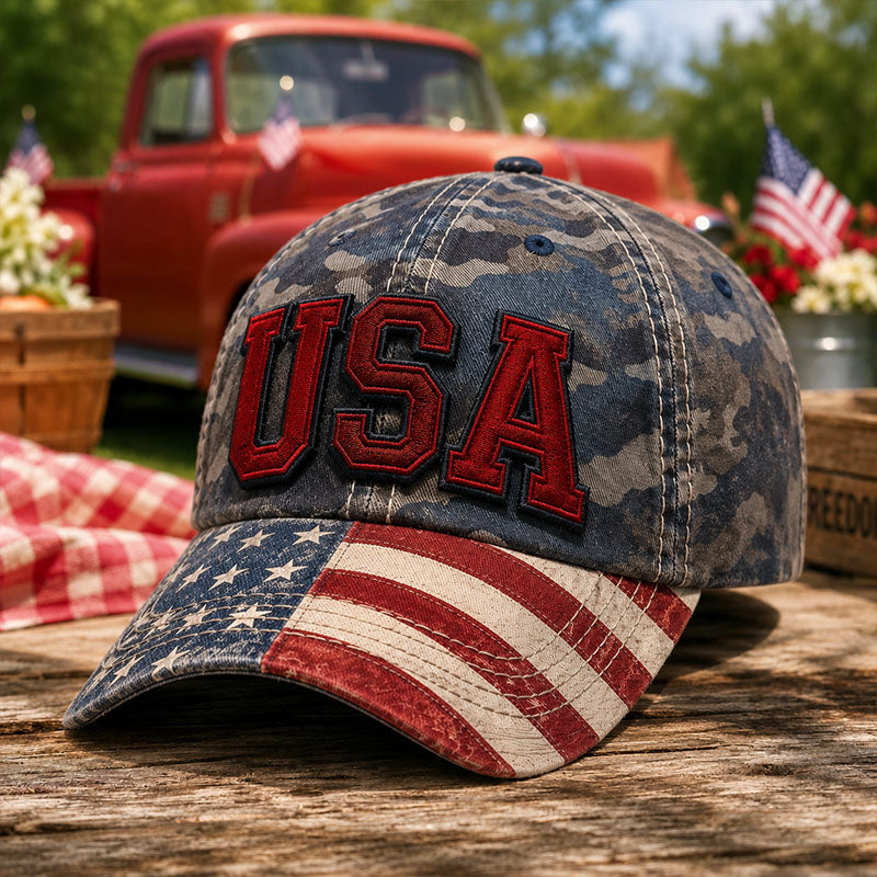 USA Patriotic Camouflage Stars & Stripes Baseball Cap
