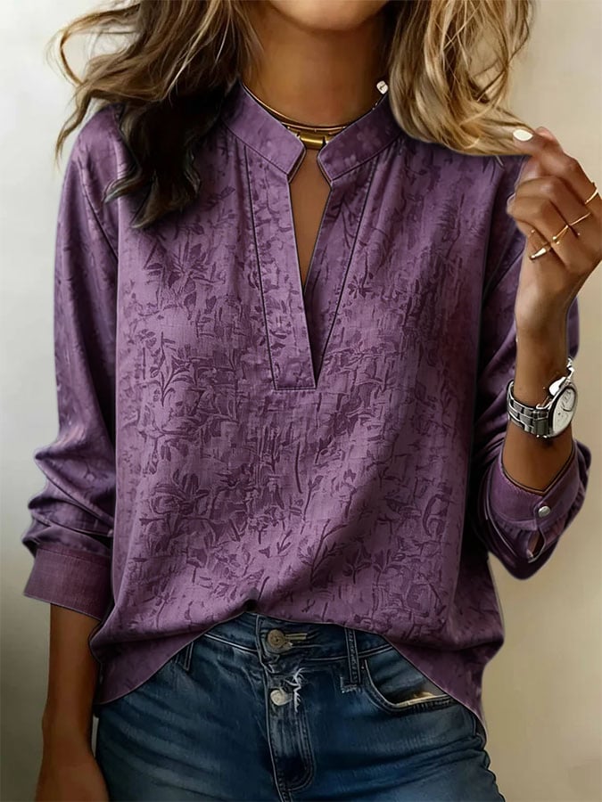 Women's Casual Retro Purple Artistic Cotton Linen Shirt