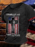 Men's 4th of July Flag Stand For The Flag Kneel For The Cross Print T-Shirt
