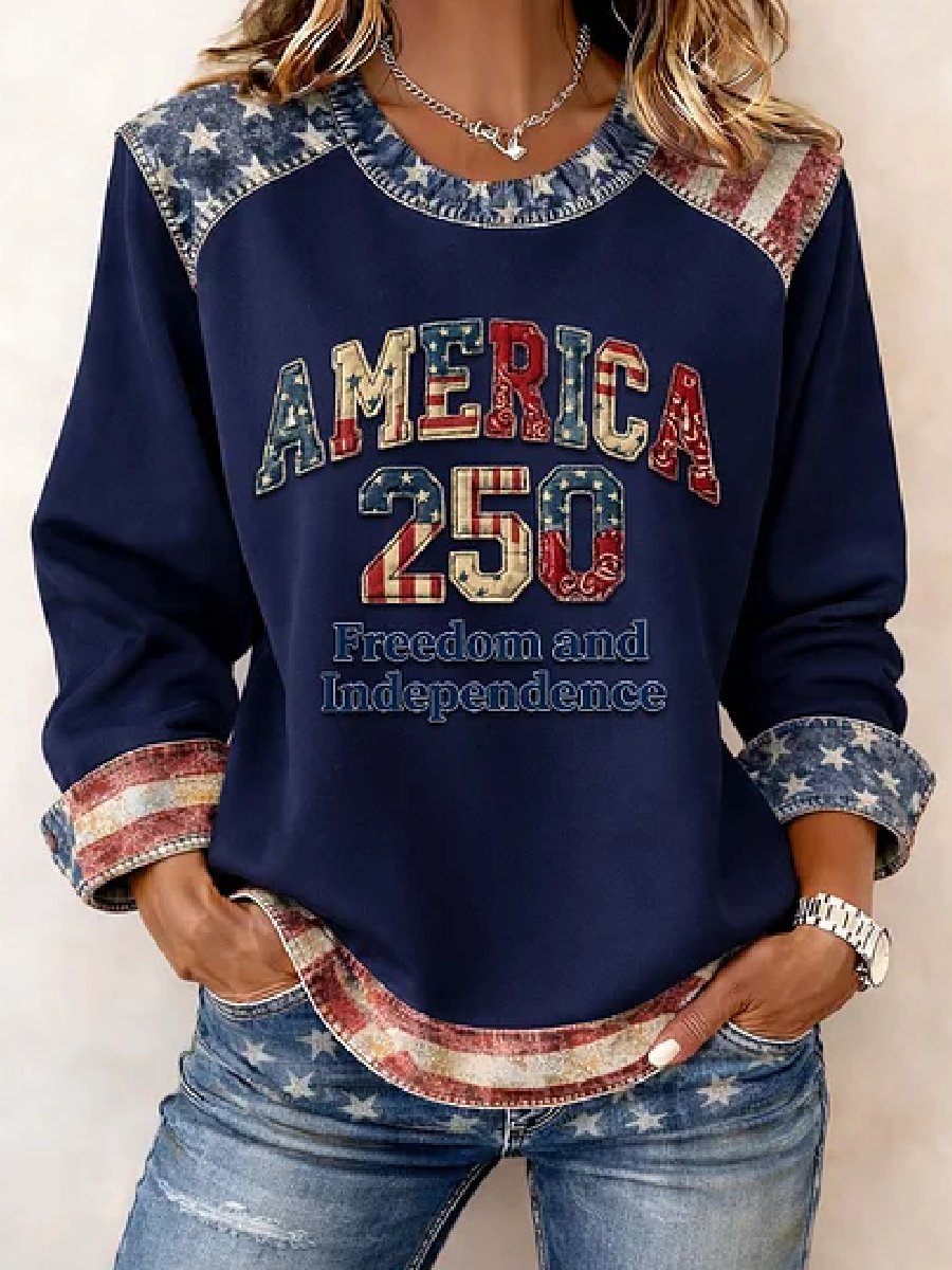 Women's casual hoodie with American 250th anniversary print