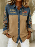 Women'S Casual American 250th Anniversary Commemorative Printed Shirt