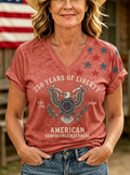 Women's Western Independence Day Eagle 250 Years Printed T-shirt