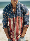 Men's American Retro 250th Anniversary Linen Long-Sleeve Shirt