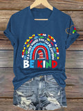 Women's In A World Where You Can Be Anything Be Kind  Autism Awareness Printed V-Neck T-Shirt