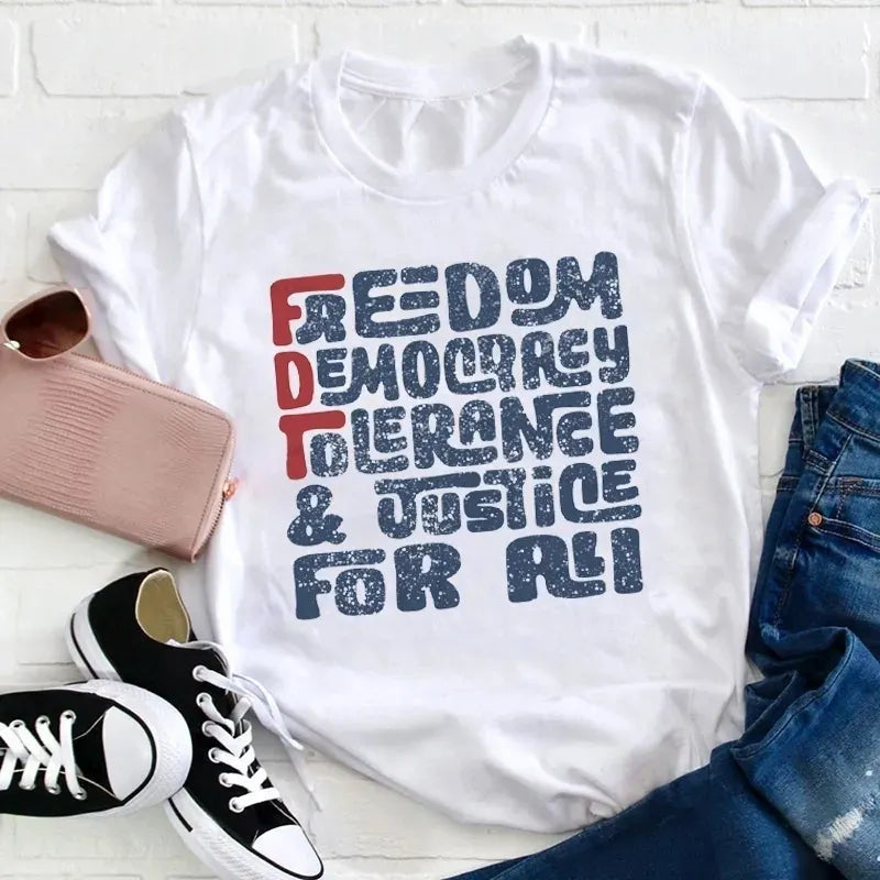 Freedom Democracy Tolerance And Justice For All Cotton T-Shirt