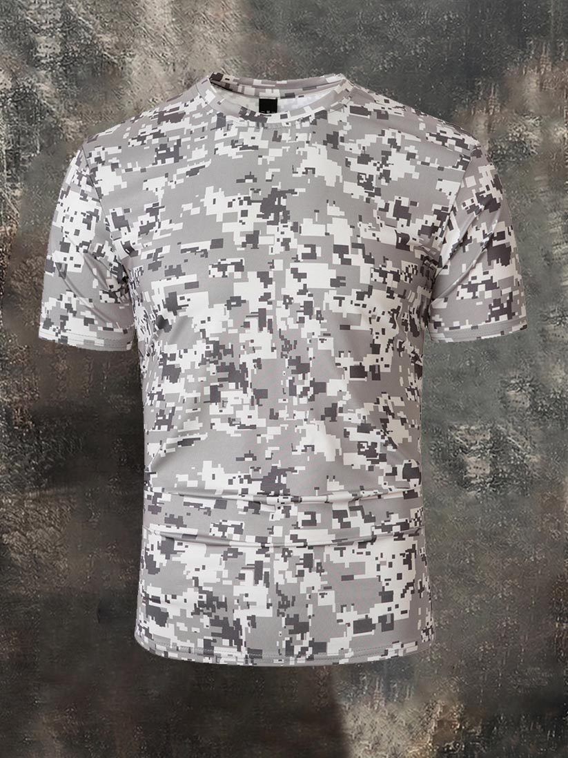 Men's Camouflage Casual Outdoor Crew-Neck Short-Sleeve Jogging Top