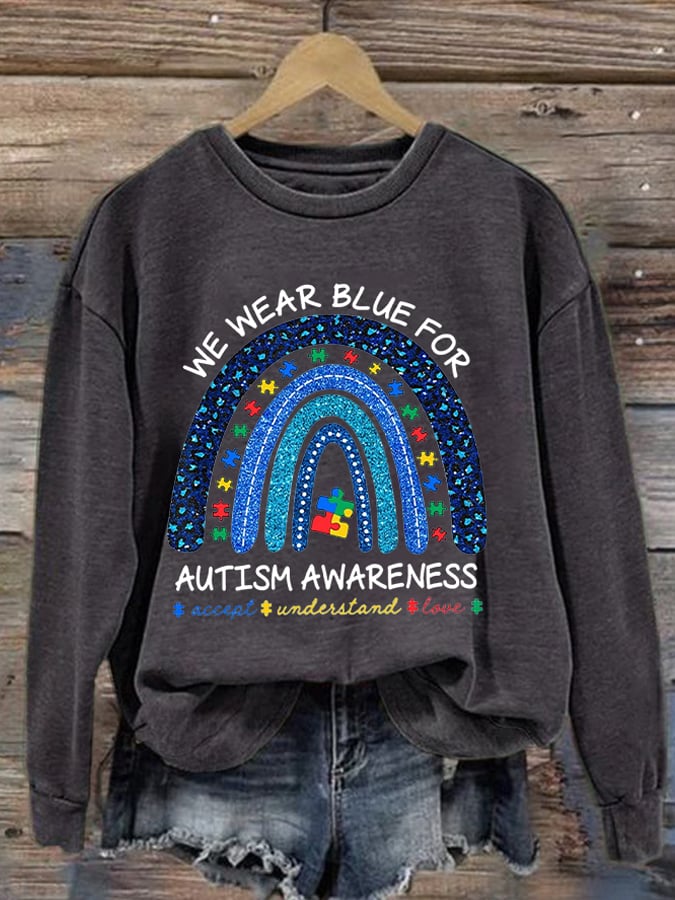 Women's Autism Printed Long Sleeve Sweatshirt
