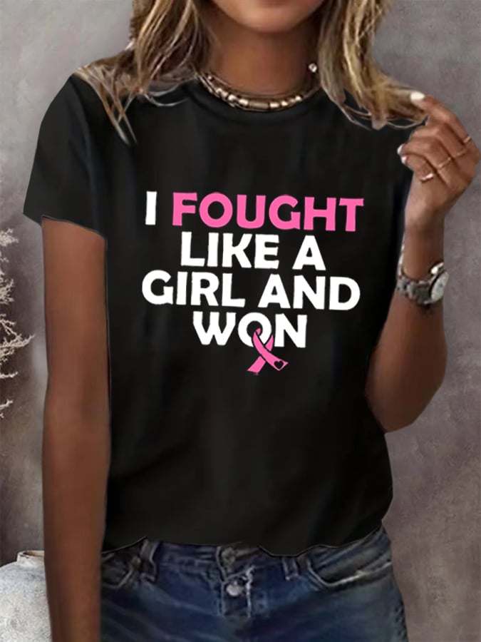 Women's Breast Cancer Survivor Printed T-Shirt