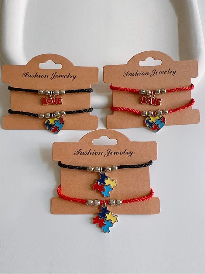Contrast Color Irregular Puzzle Autism Bracelet