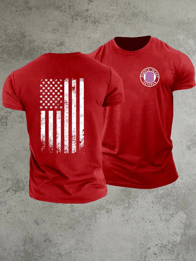 National Purple Heart Day Purple Heart Veteran Pattern 100% Cotton T-Shirt