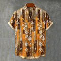 Men's Retro Vacation Color Block Floral Print Short-sleeve Cotton Linen Shirt