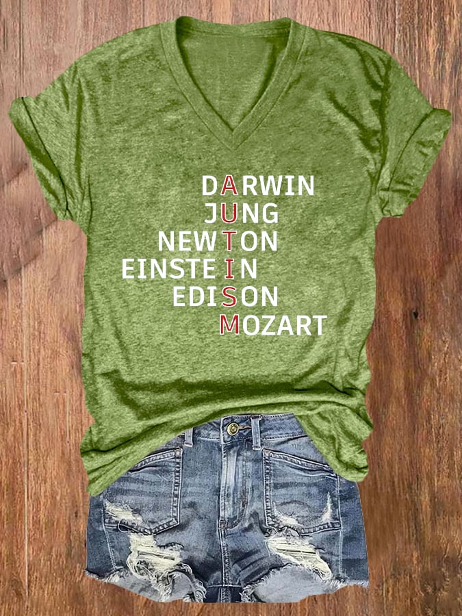 Women's Autism Awareness Printed Casual T-Shirt