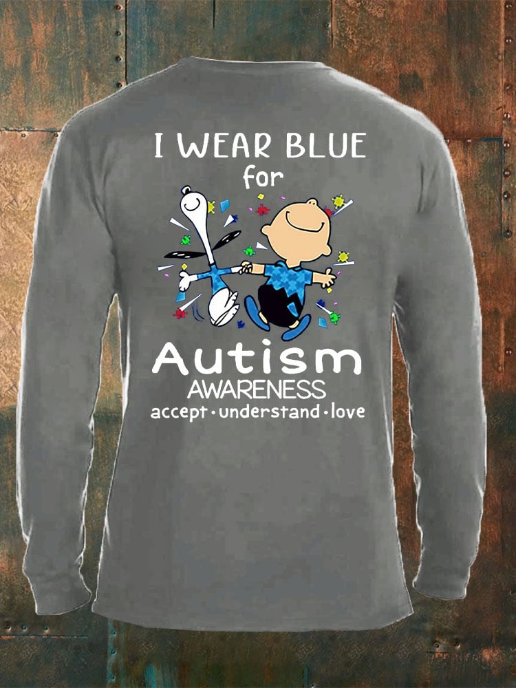 Men'S V-Neck Autism Awareness I Wear Blue For Autism Print T-Shirt