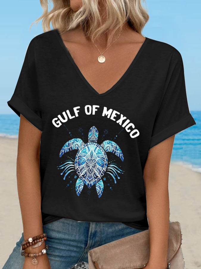 Women's Gulf of Mexico turtle print T-shirt