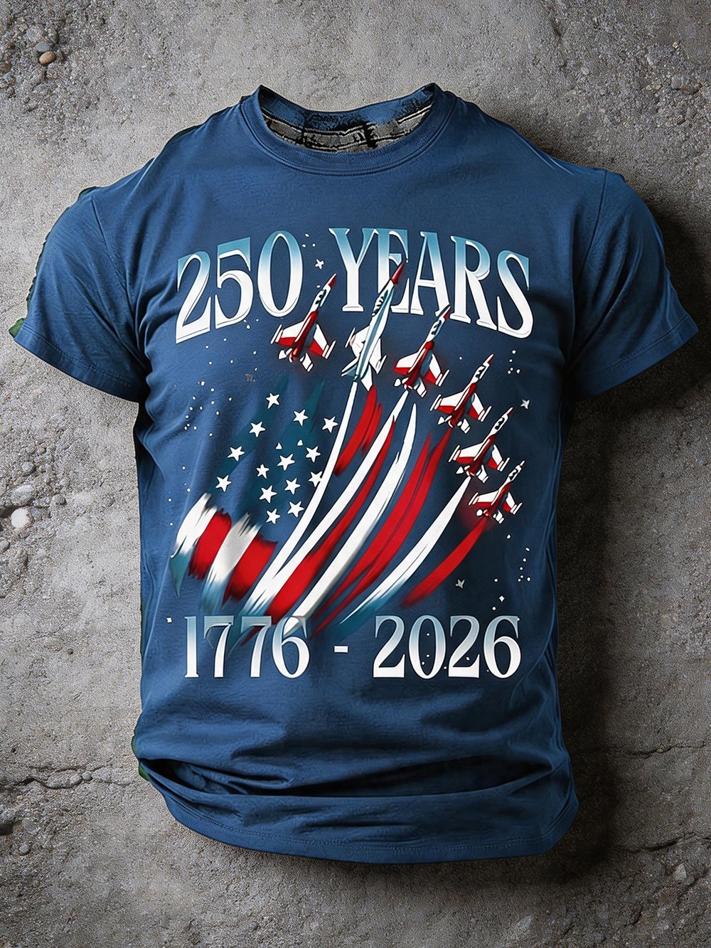 Men's 250 Years 1776 2026 Fighter Jets American Flag Patriotic 250th Anniversary Military Air Force Graphic T Shirt