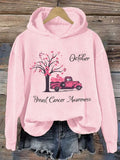 Women's October Breast Cancer Awareness Print Hoodie