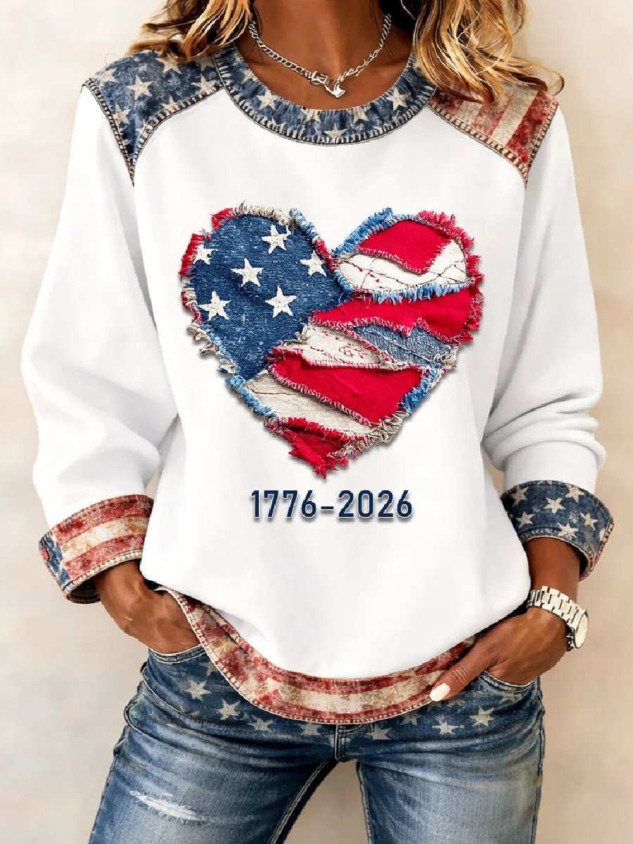 Women's casual hoodie with American 250th anniversary print