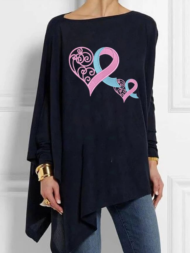 Fashionable And Casual Pink Heart Breast Cancer Cover-Up Top