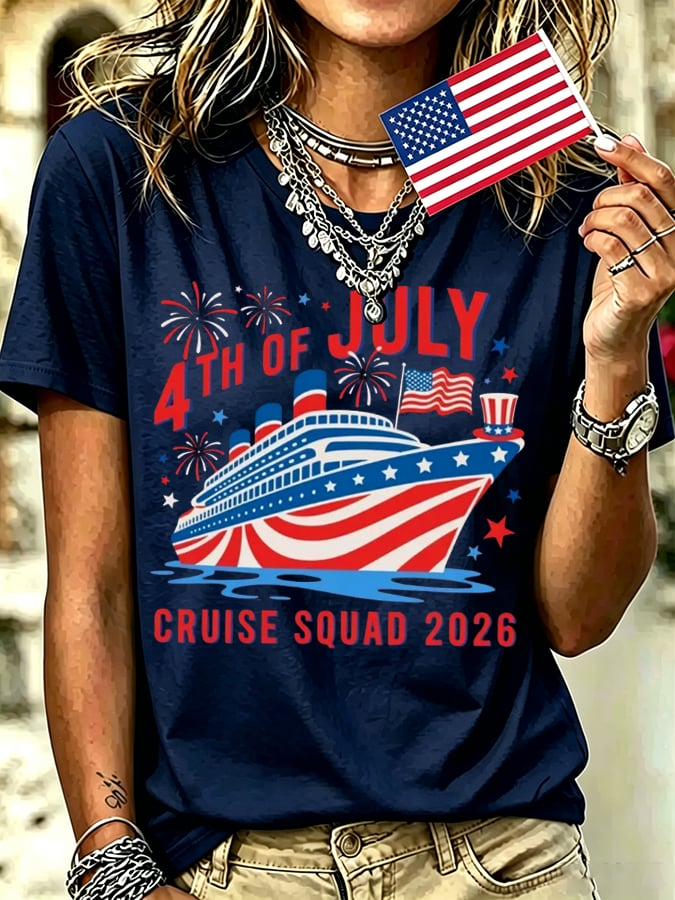 Women's 4th Of July Cruise Squad 2026 Print T-shirt