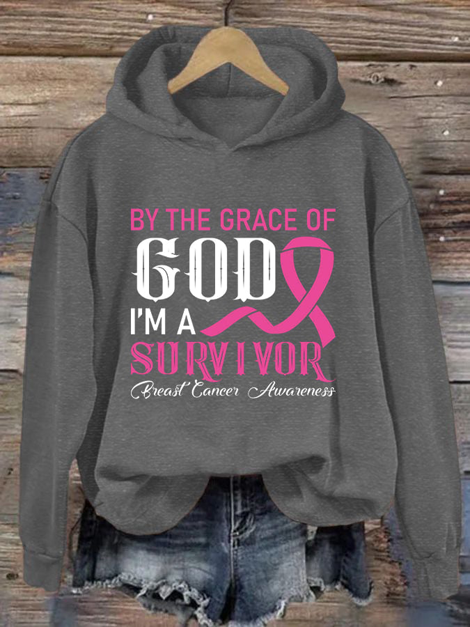 Women's By The Grace Of God I'm A Survivor Print Hoodie