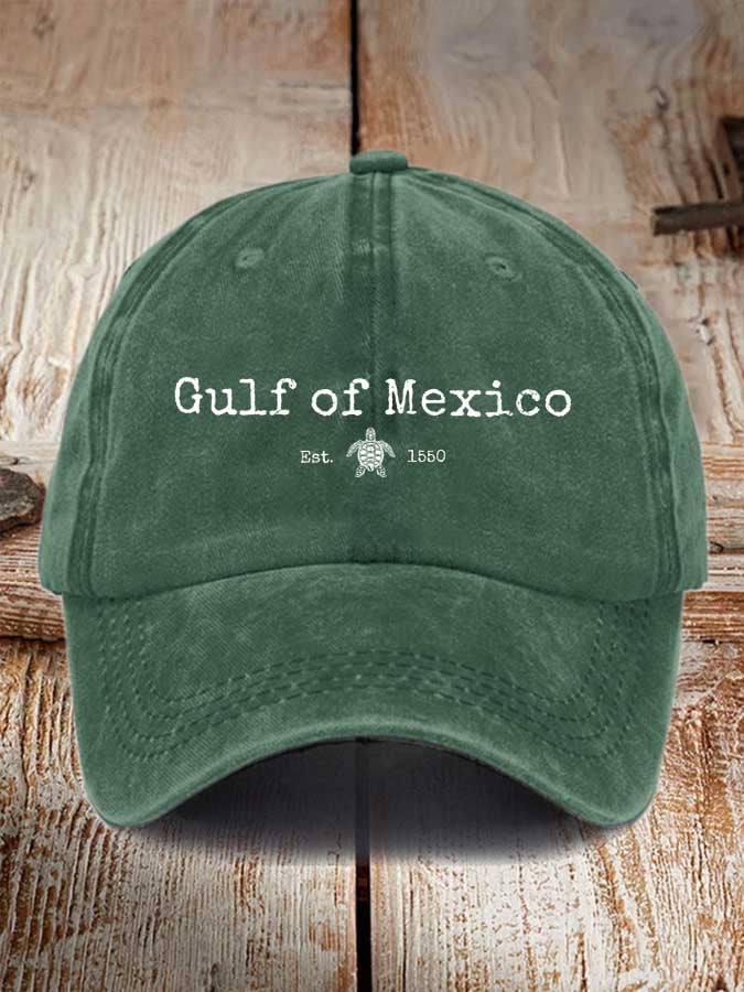 Vintage Gulf Of Mexico Print Baseball Cap
