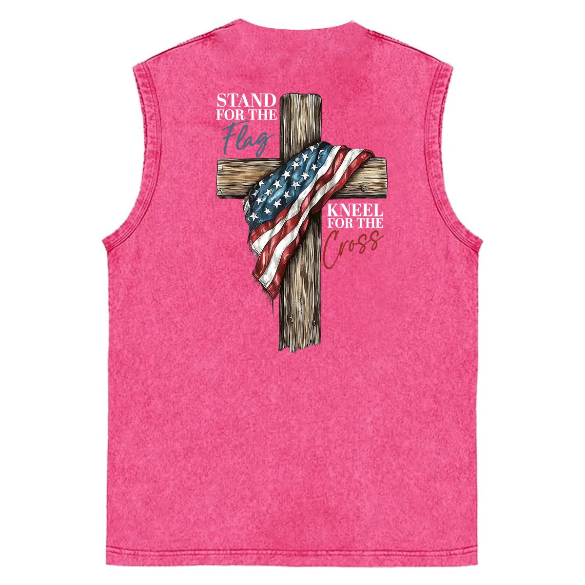 Stand For The Flag Kneel For The Cross Unisex Washed Cotton Sleeveless Tank Tops