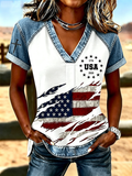 Women'S Flag Printed Casual Top