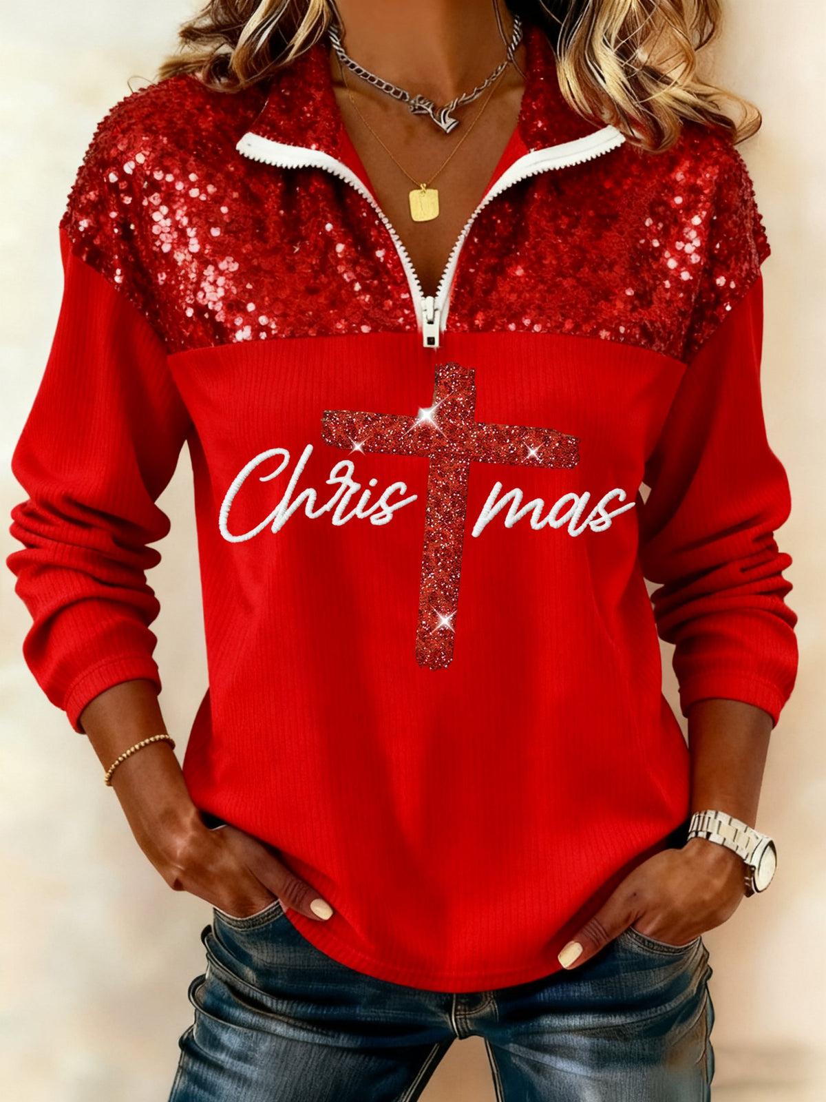 Women's Merry Christmas Print Casual Sweatshirt