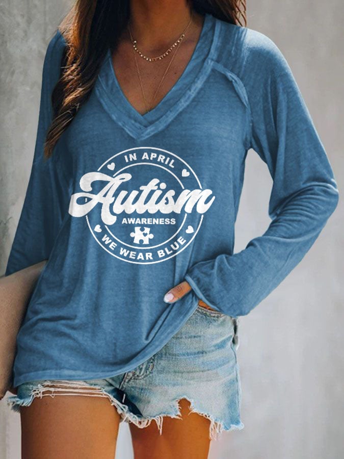 Women's Autism Print Long Sleeve T-Shirt