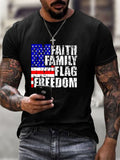 Men'S Faith Family Flag Freedom printed T-Shirt