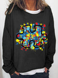 Women's Autism Awareness Be Kind Puzzle Casual Loose Print Sweater