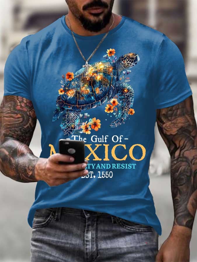 Men's Gulf Of Mexico Printed Round Neck T-Shirt