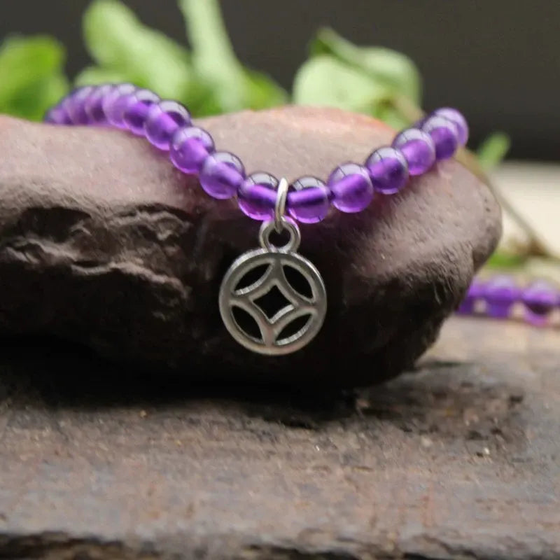 Alzheimer's Disease Natural Purple Crystal Bracelet