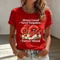 Women's Memorial Day Poppy Art Print Casual T-Shirt