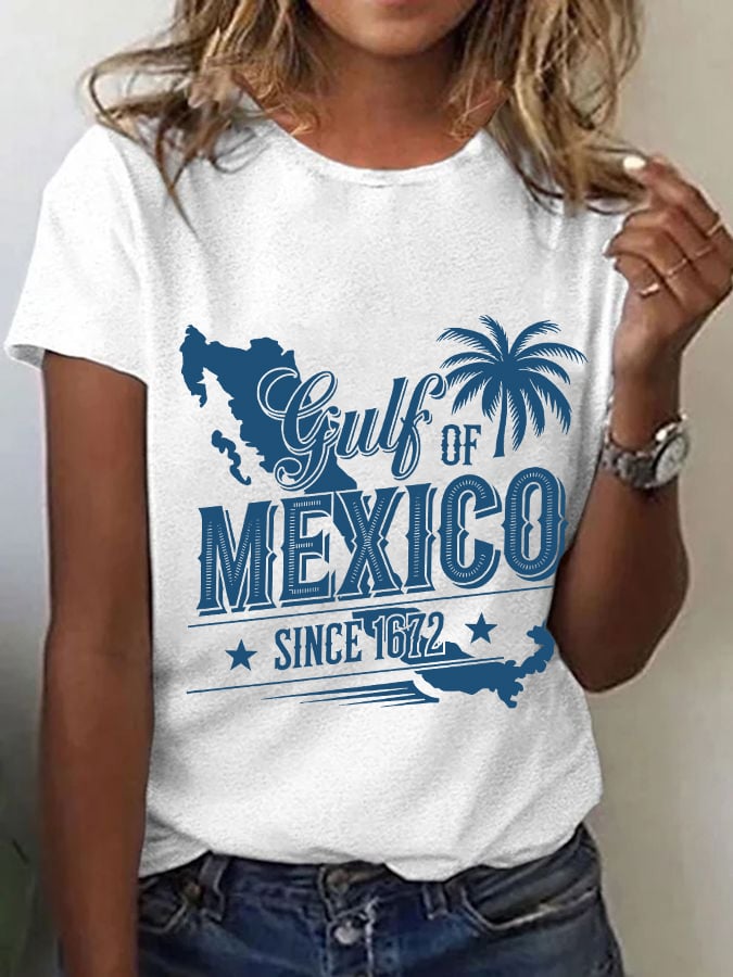 Women's Fashion Gulf of Mexico Printed Casual T-Shirt