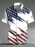 Men's Vintage Flag Print Short-Sleeve Shirt