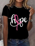 Women's Breast Cancer Hope Pink Ribbon Printed Short-Sleeved T-Shirt
