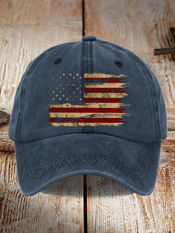 Unisex Distressed Washed Cotton Print Hat