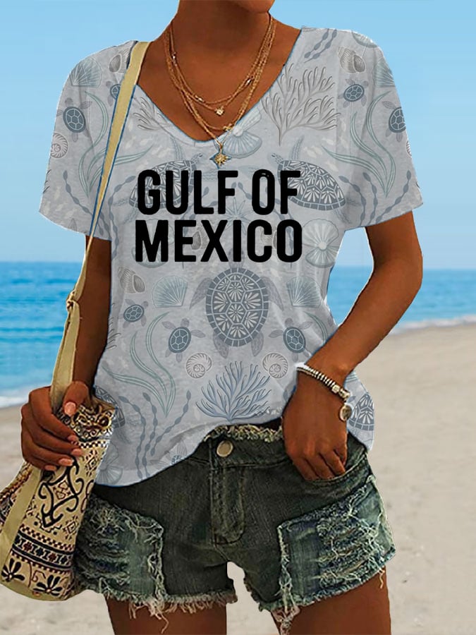 Women's Gulf of Mexico Sea Turtle Print T-shirt