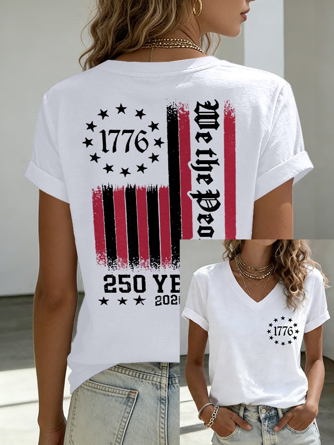Women's Retro 250th Anniversary Print Casual T-Shirt