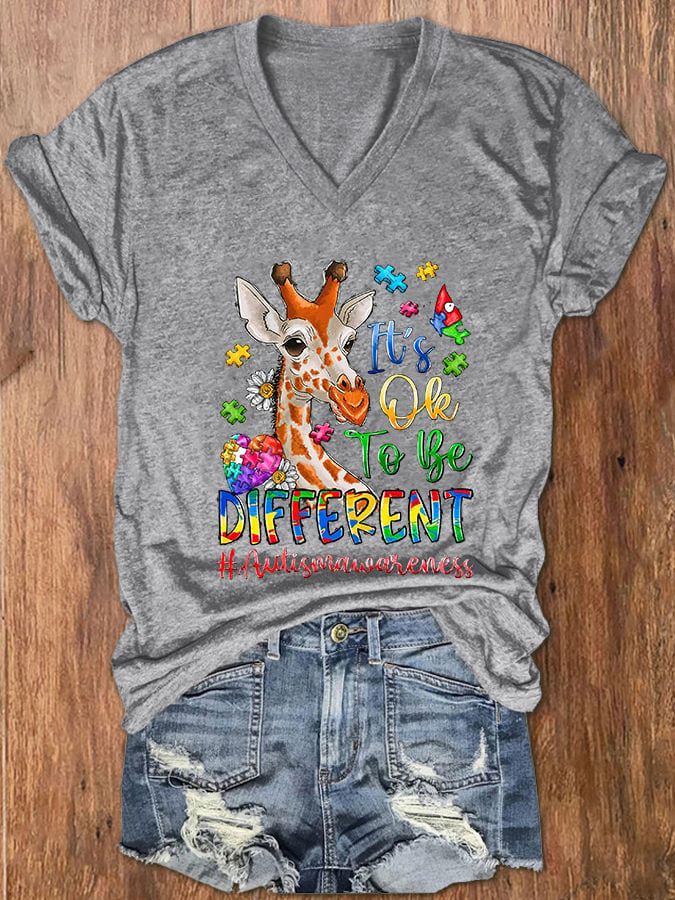 Women's It's Ok To Be Different V-Neck T-Shirt