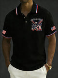 Men's Retro 250th Anniversary of the United States Print  Independence Day Cross Print Polo Shirt