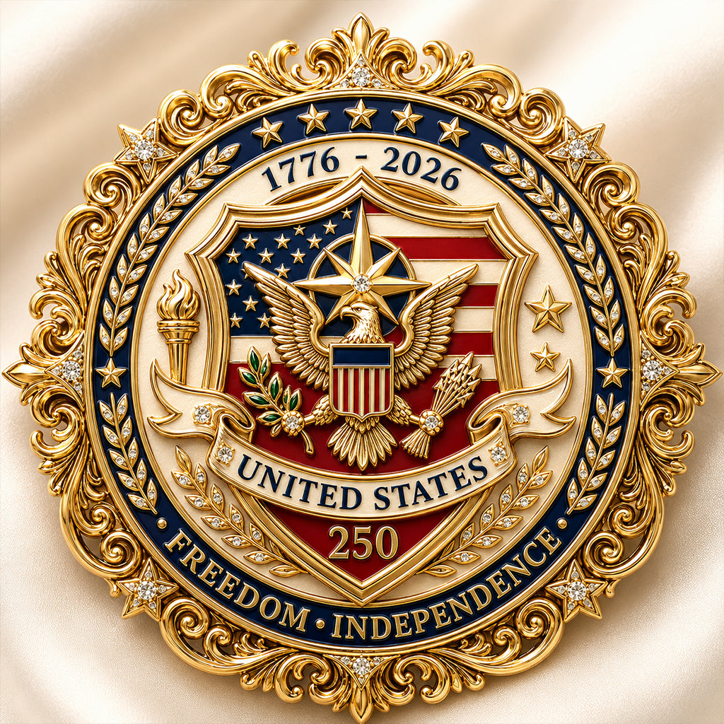 America 250th Anniversary Commemorative Eagle Shield Brooch Pin