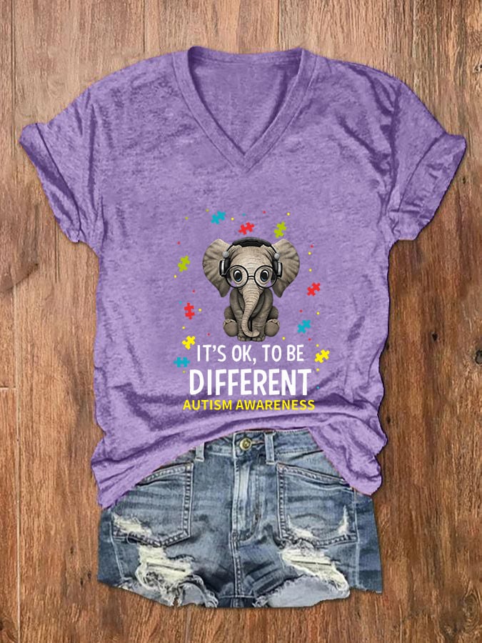 Women's It's Ok To Be Different V-Neck T-Shirt